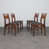 Rare mid-century modern teak dining chairs, set of 4, 1960s