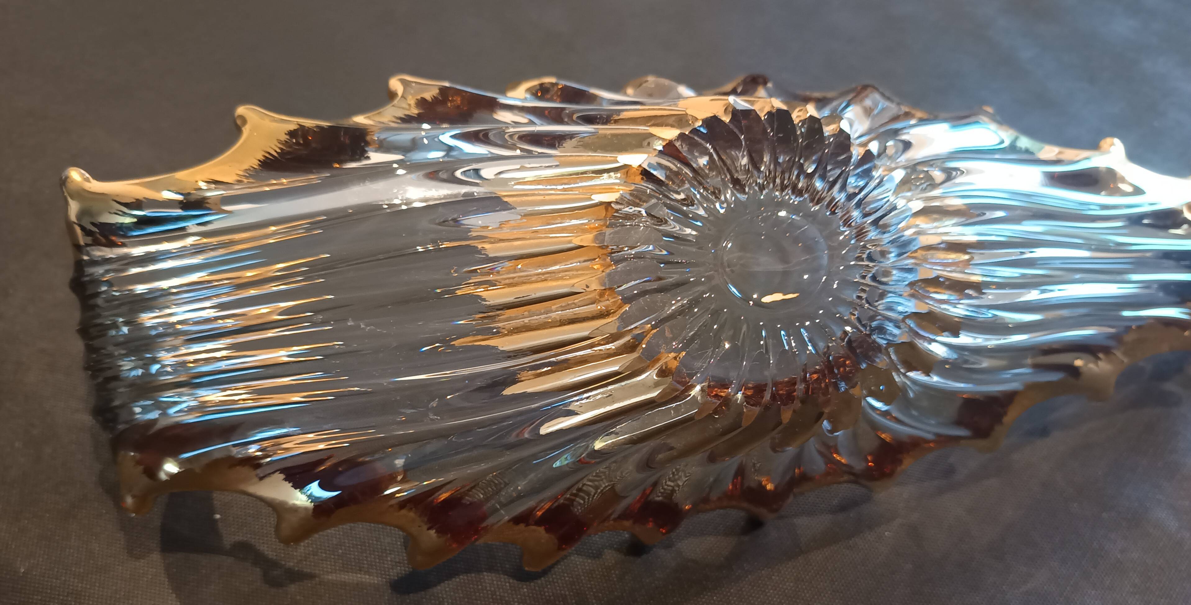 Crystal and gold centrepiece Royal Crystal of Bayel 1950