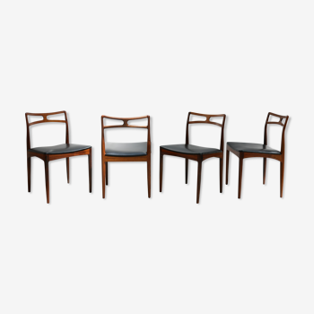 Series of 4 vintage Scandinavian rosewood chairs by Johannes Andersen for Chr. Linneberg