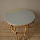 Table de chevet tripode en rotin vintage