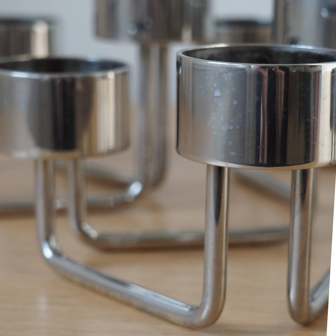 Danish Design - Handmade Steel Tommy Larsen Candle Holders - Design of Denmark, 1970s 1980s