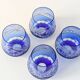 Set of 4 vintage cobalt blue cut glass Römer-style glasses.