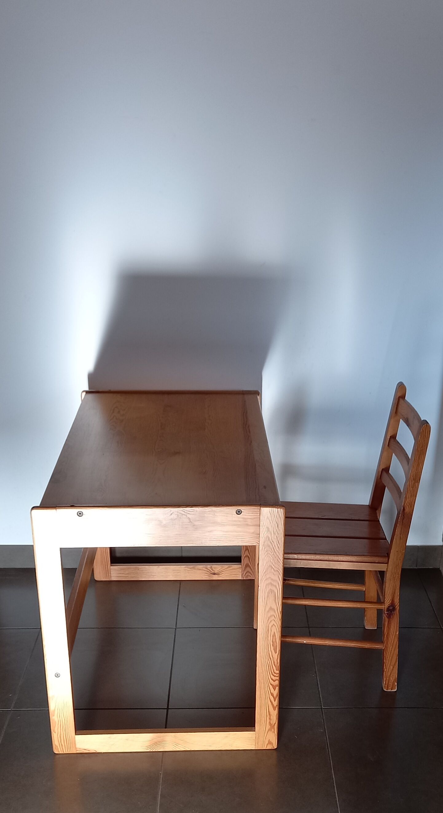 Desk and pine chair