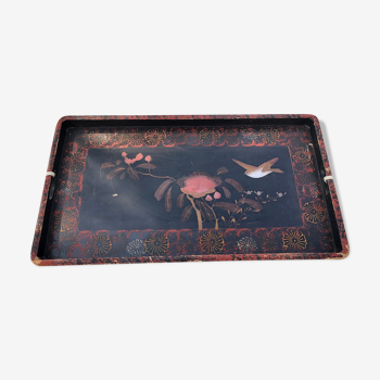 Decorated wooden serving tray