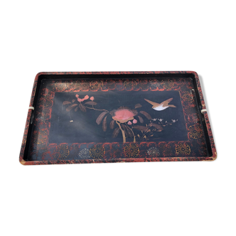 Decorated wooden serving tray