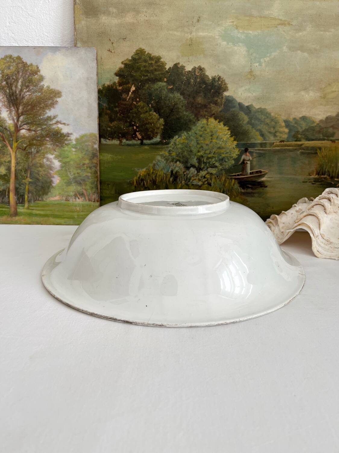 Antique ironstone salad bowl from Creil and Montereau
