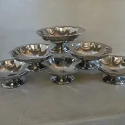 6 antique metal ice cream cups