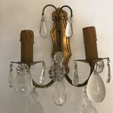 Pair of bronze wall light  with 1950 glass stamps