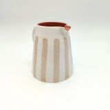 100% Handmade Two-Tone Striped Ceramic Pitcher