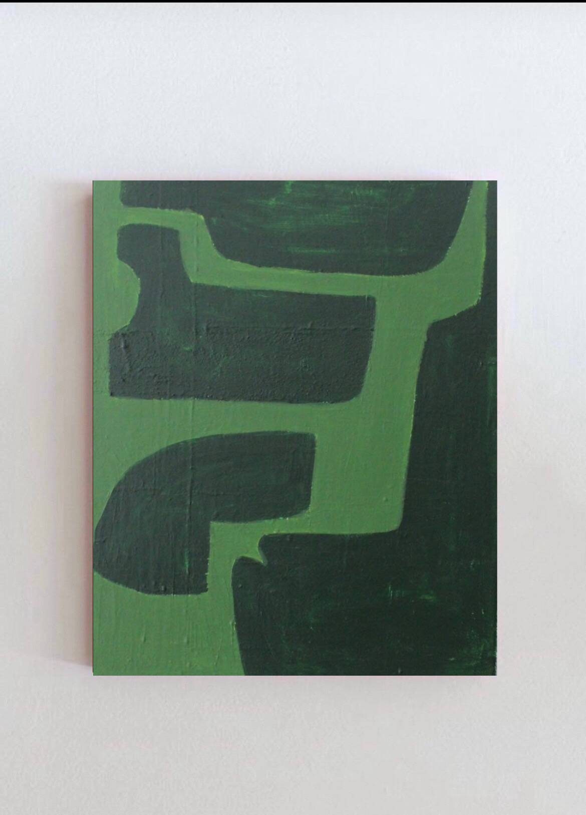 Organic abstract green on green 100x81cm