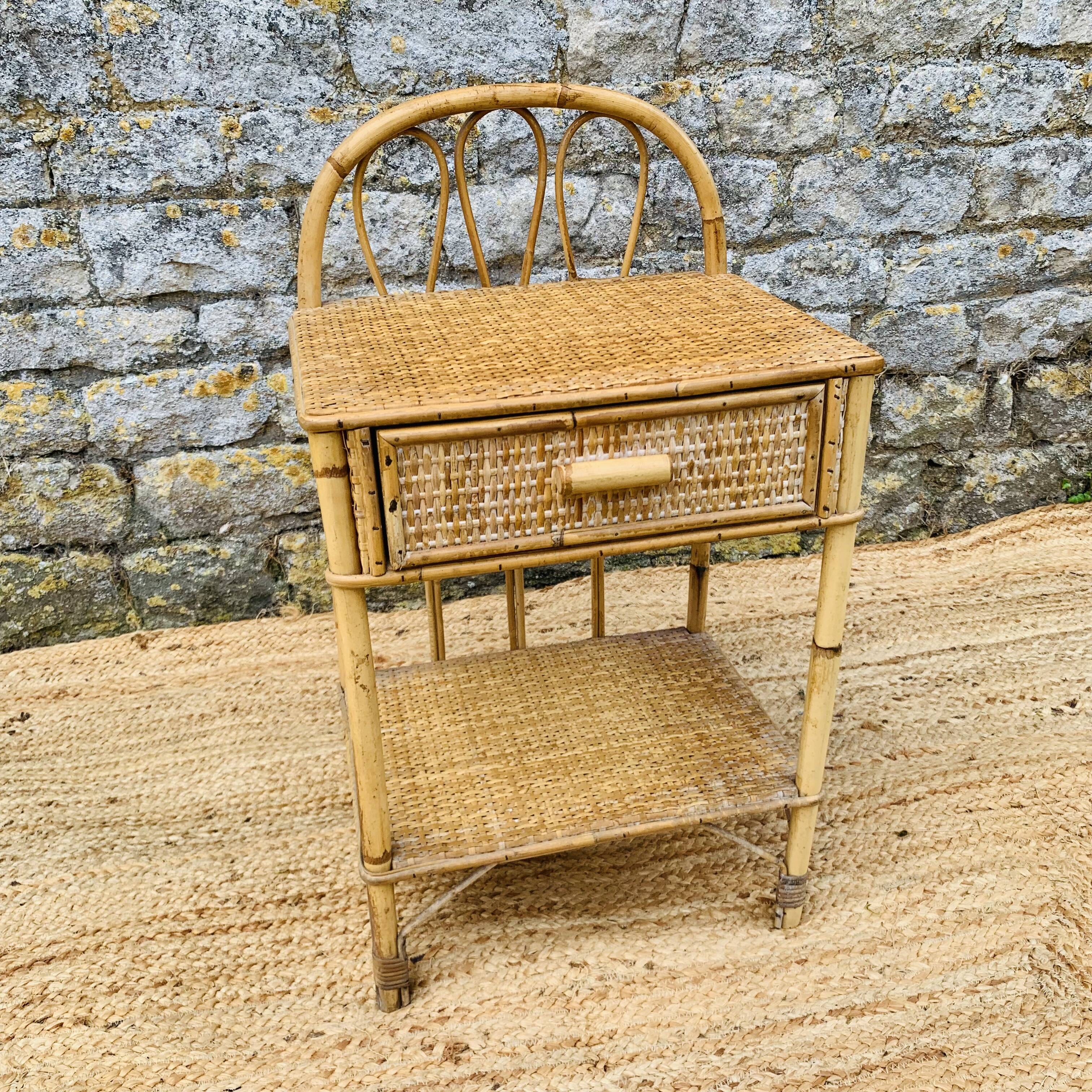 Rattan bedside table