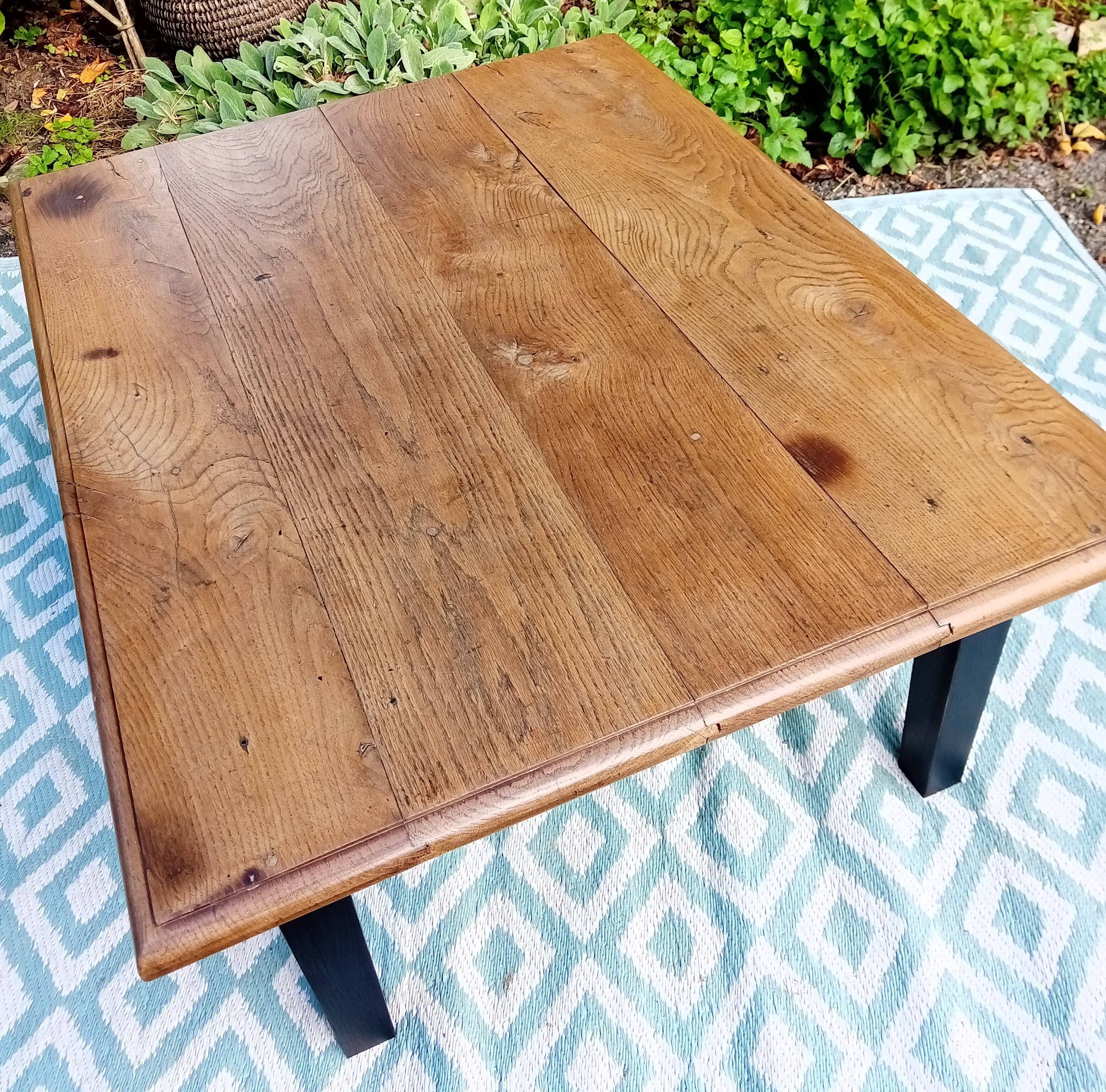 Low farmhouse table in solid oak