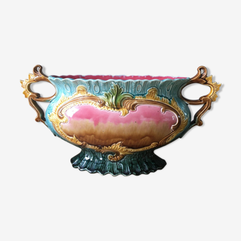 Art Nouveau planter barbotine Majolica 19th