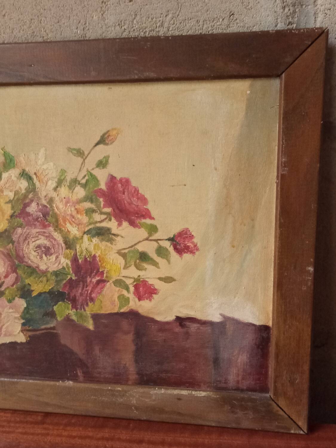 Old painting bouquet of flowers
