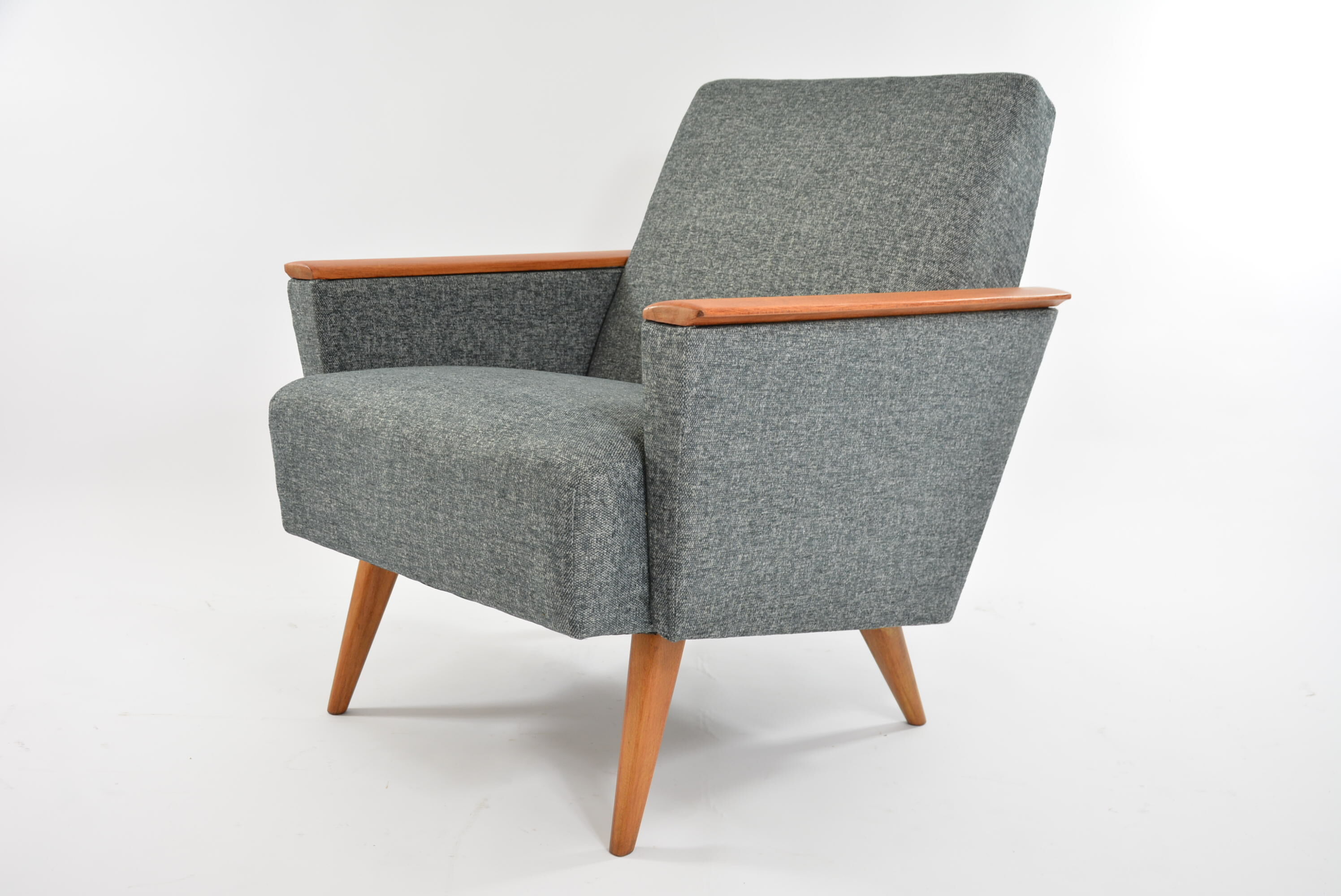 Fauteuil carre gris chiné