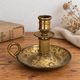 Antique brass hand candlestick – Columned fluted cellar rat