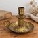 Antique brass hand candlestick – Columned fluted cellar rat