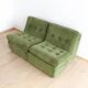 Modular vintage sofa with green cord upholstery