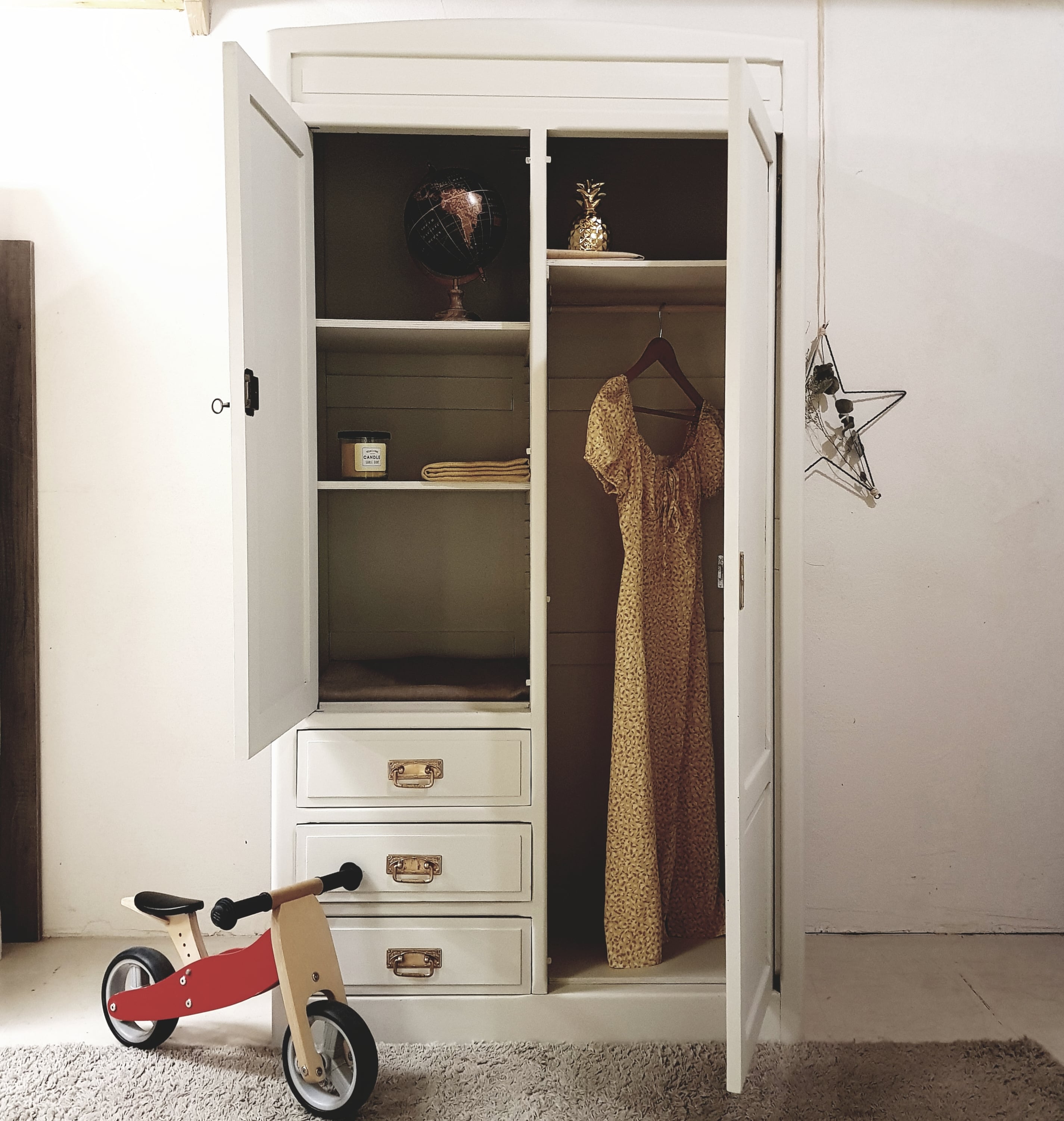 Armoire lingère et penderie 2 portes 3 tiroirs