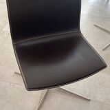 Set of 2 leather chairs on chrome steel base