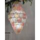 Contemporary Sanded Pink and Amber “Petals” Murano Glass Chandelier Style