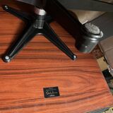 Black leather Eames Vitra armchair, original with rosewood ottoman.