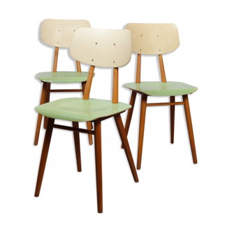Ensemble de 3 chaises éditées par Ton, Europe de l'Est, 1960