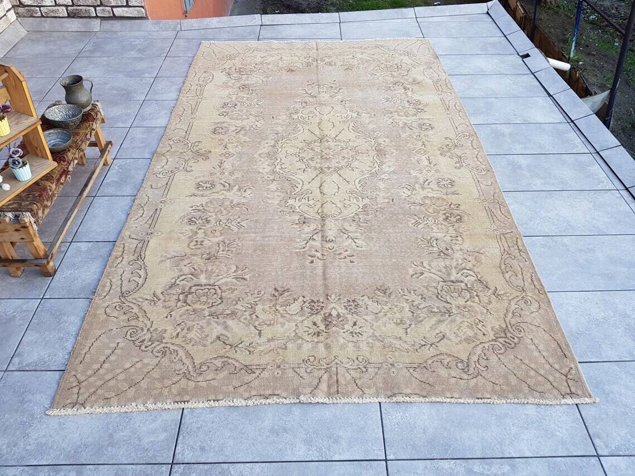 Tapis floral vintage beige sku v623