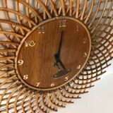 1960s vintage rattan sun clock
