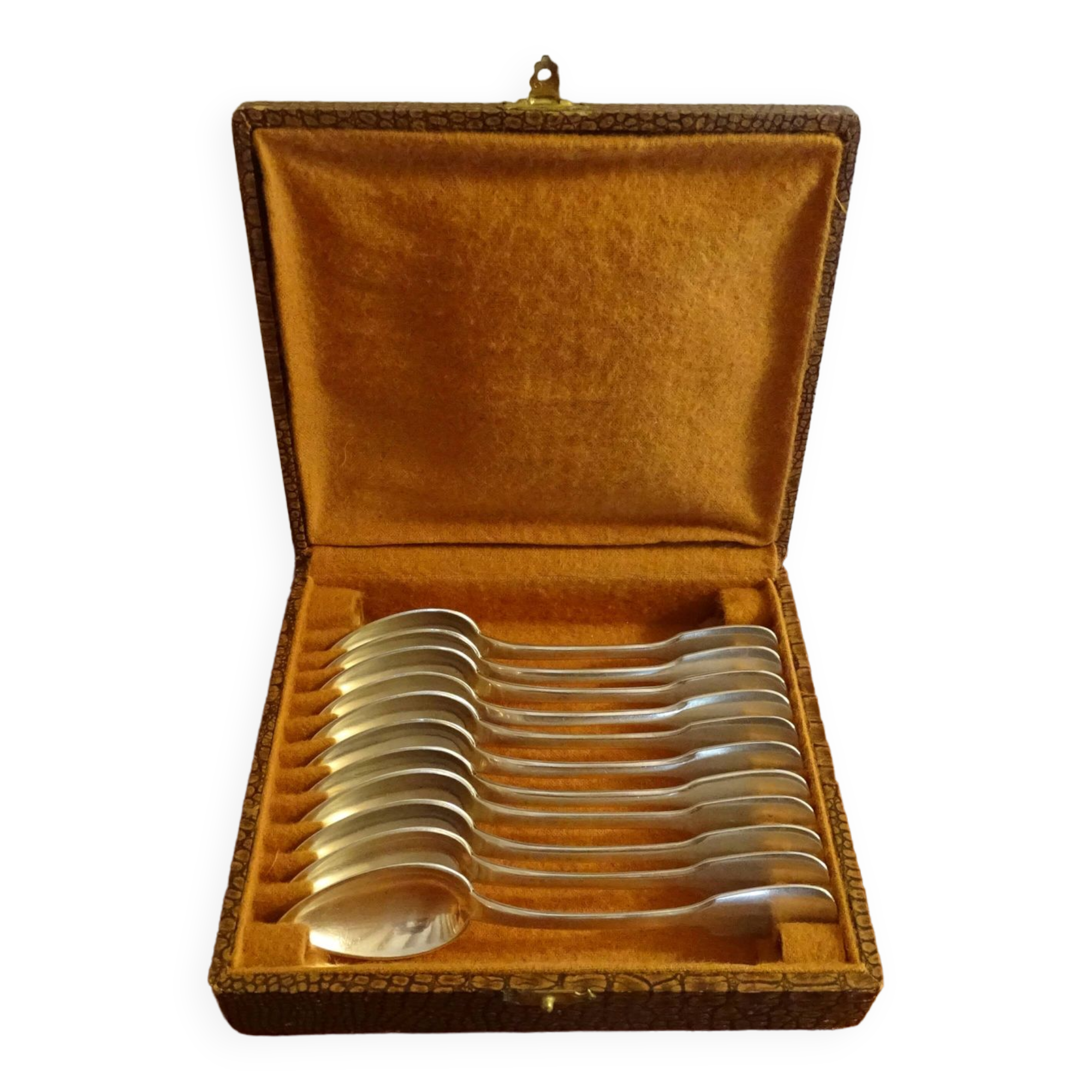 11 hallmarked Art Deco silver metal dessert/coffee spoons - 14.5 cm