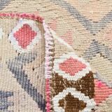3x12 Pink & Beige Geometric Kilim Runner Rug, 94x378Cm