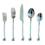 5 stainless steel cutlery sets with spiral handles
