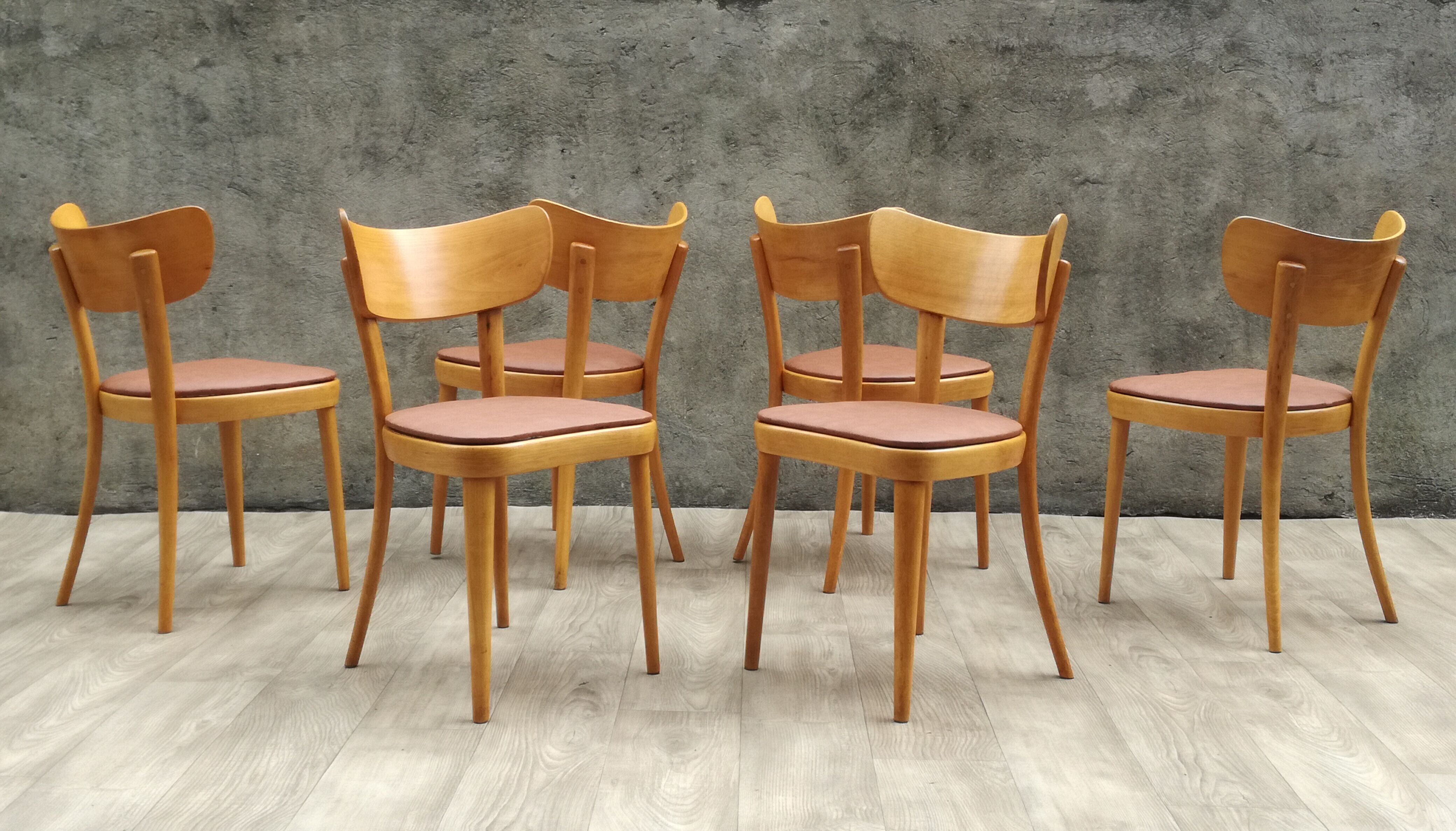 6 thonet chairs in blond wood