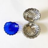 Silver metal shell butter dish, 1950s