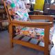 Fauteuil relax vintage en bois – coussins entièrement reconfectionnés