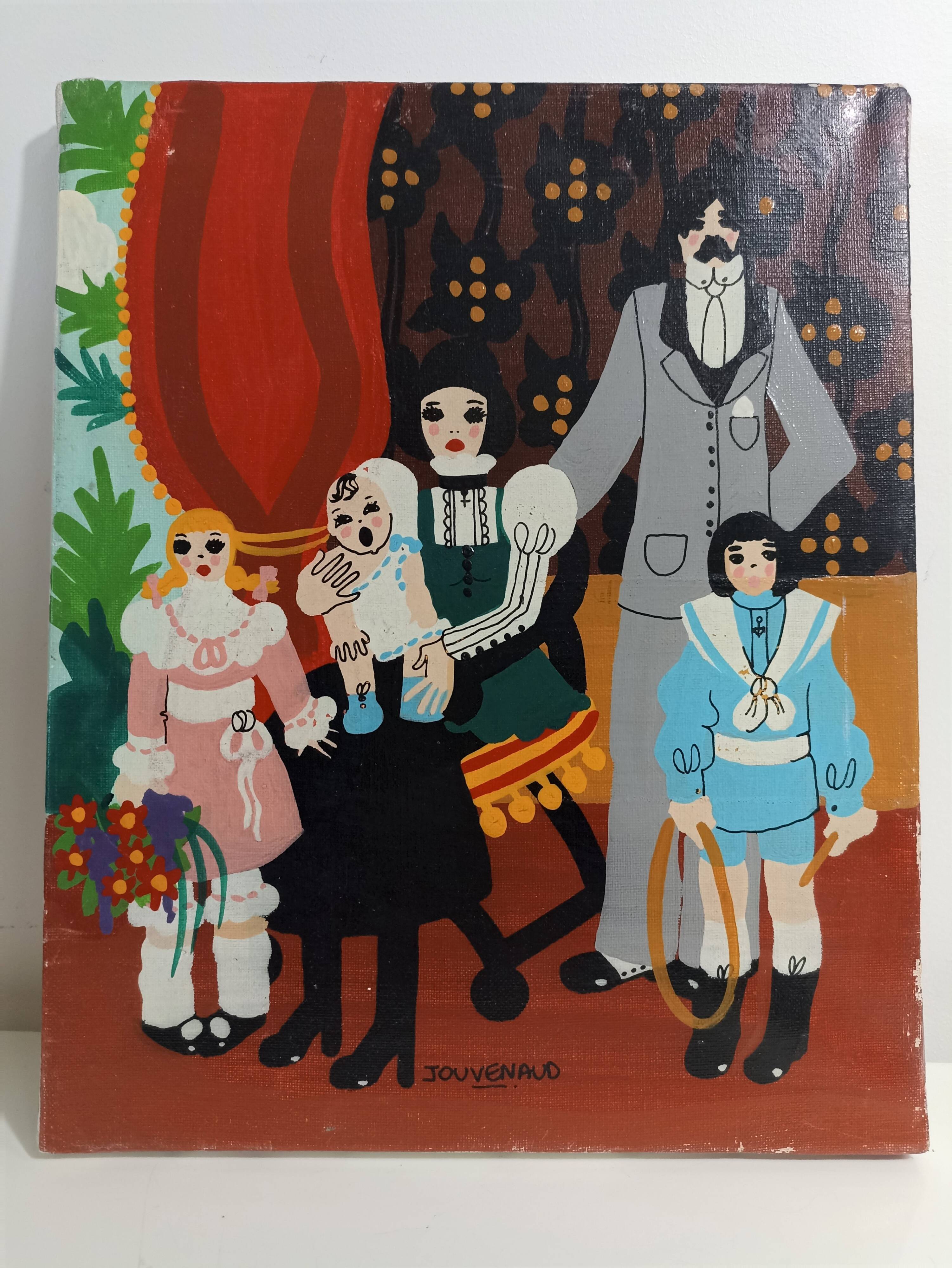 Oil on canvas the beautiful famille by jehanne jouvenaud