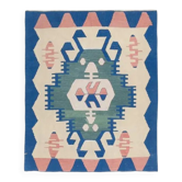 1970s Vintage Turkish Hand-Knotted Wool Cotton Beige Small Rug 92x113