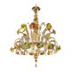 Contemporary Lively Transparent and Gold Floral Chandelier in Murano Glass