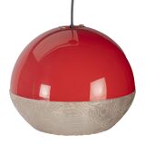 Red plastic ball space age pendant lamp