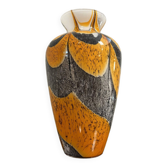 Murano : Vase Vintage des années 1970 en verre opalin