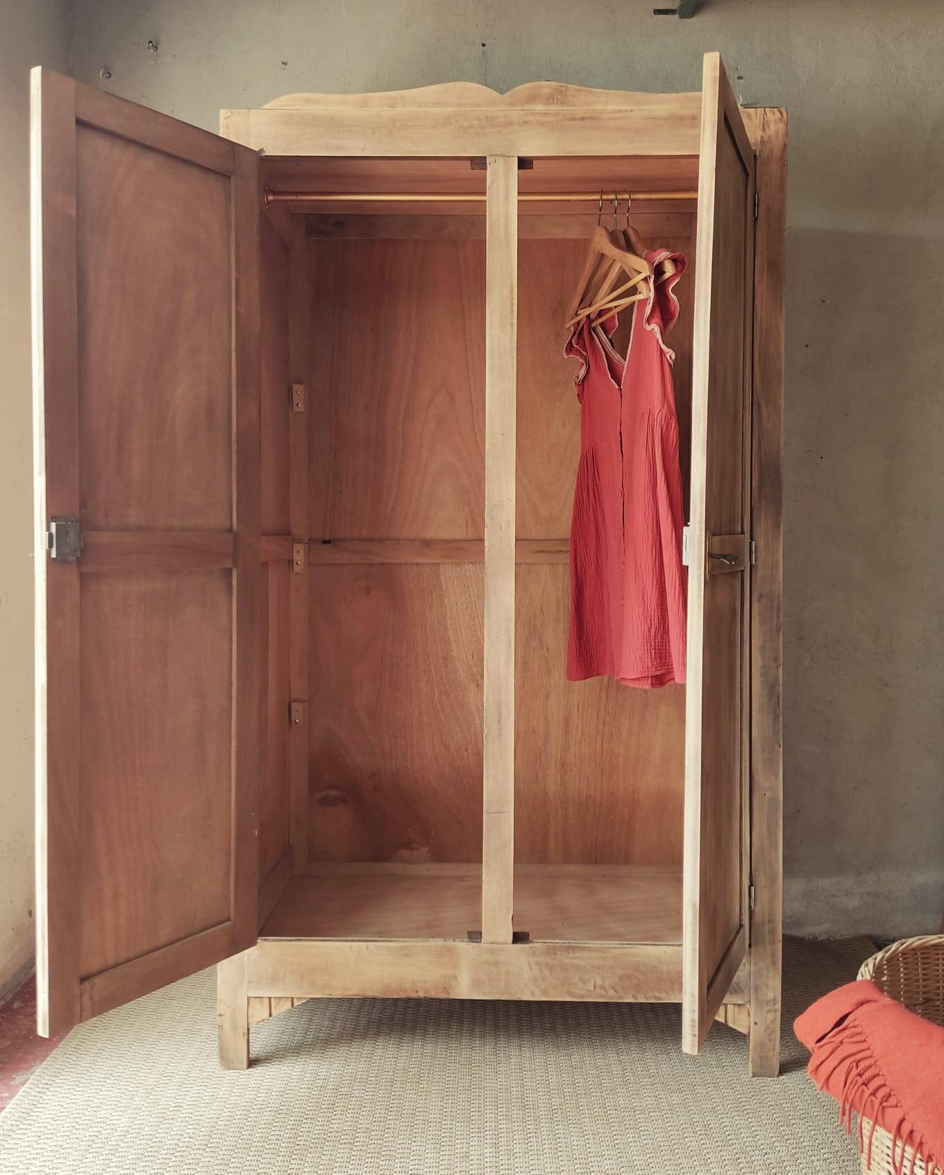 antique wardrobe raw wood