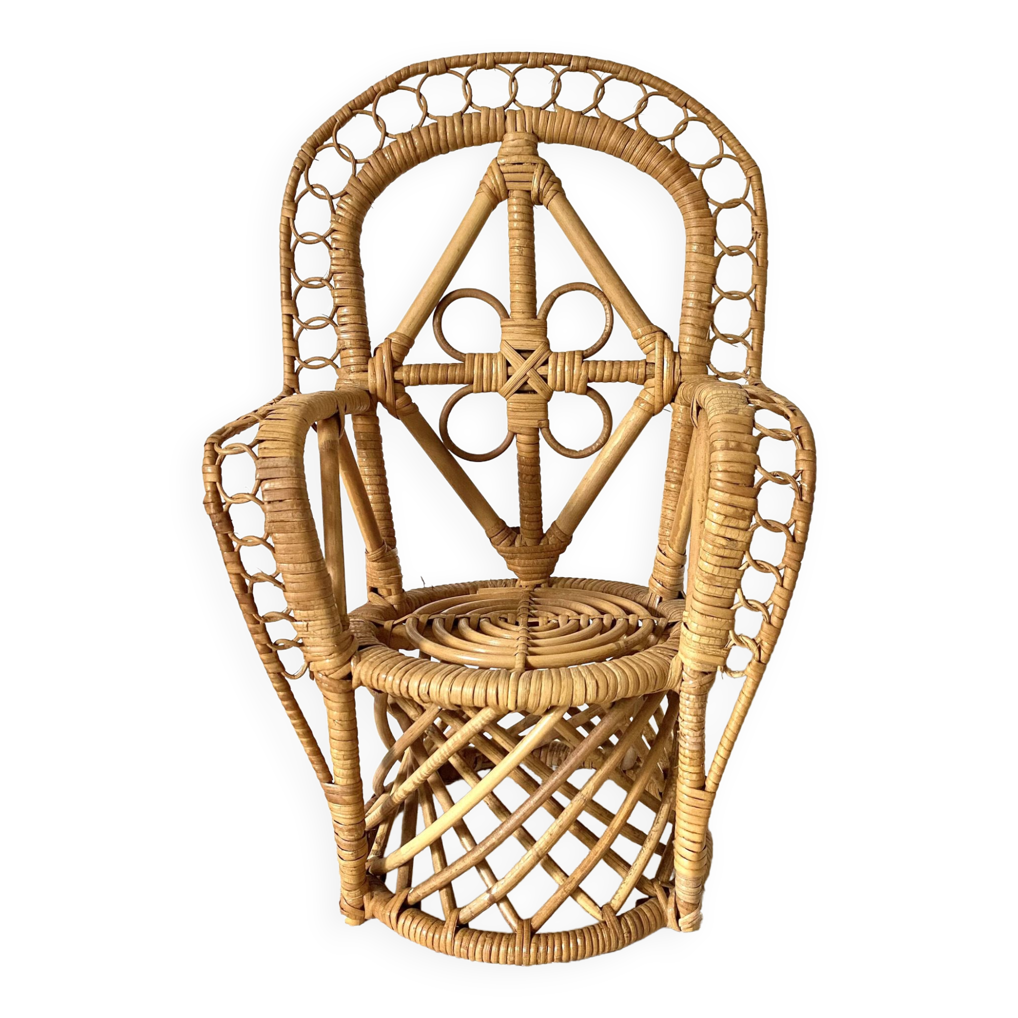 Rattan armchair peacock for doll