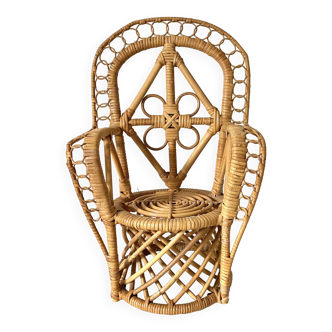 Rattan armchair peacock for doll