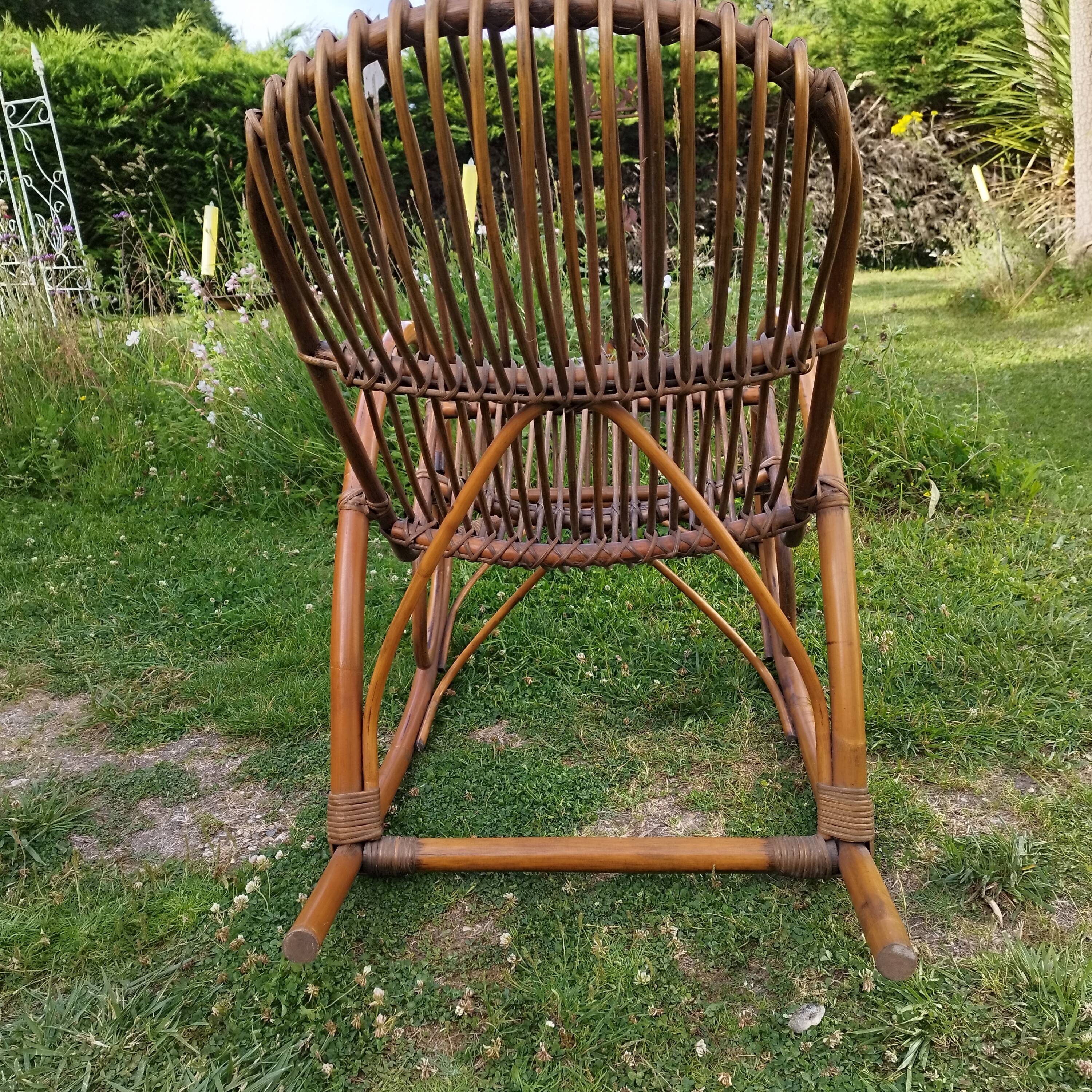 Rocking-chair vintage rotin