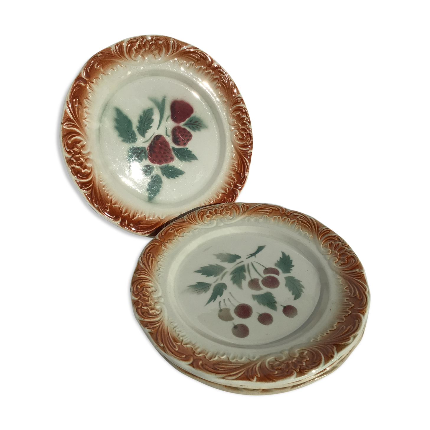 4 Digoin red-edge fruit dessert plates