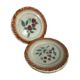 4 dessert plates Digoin fruit with a red rim