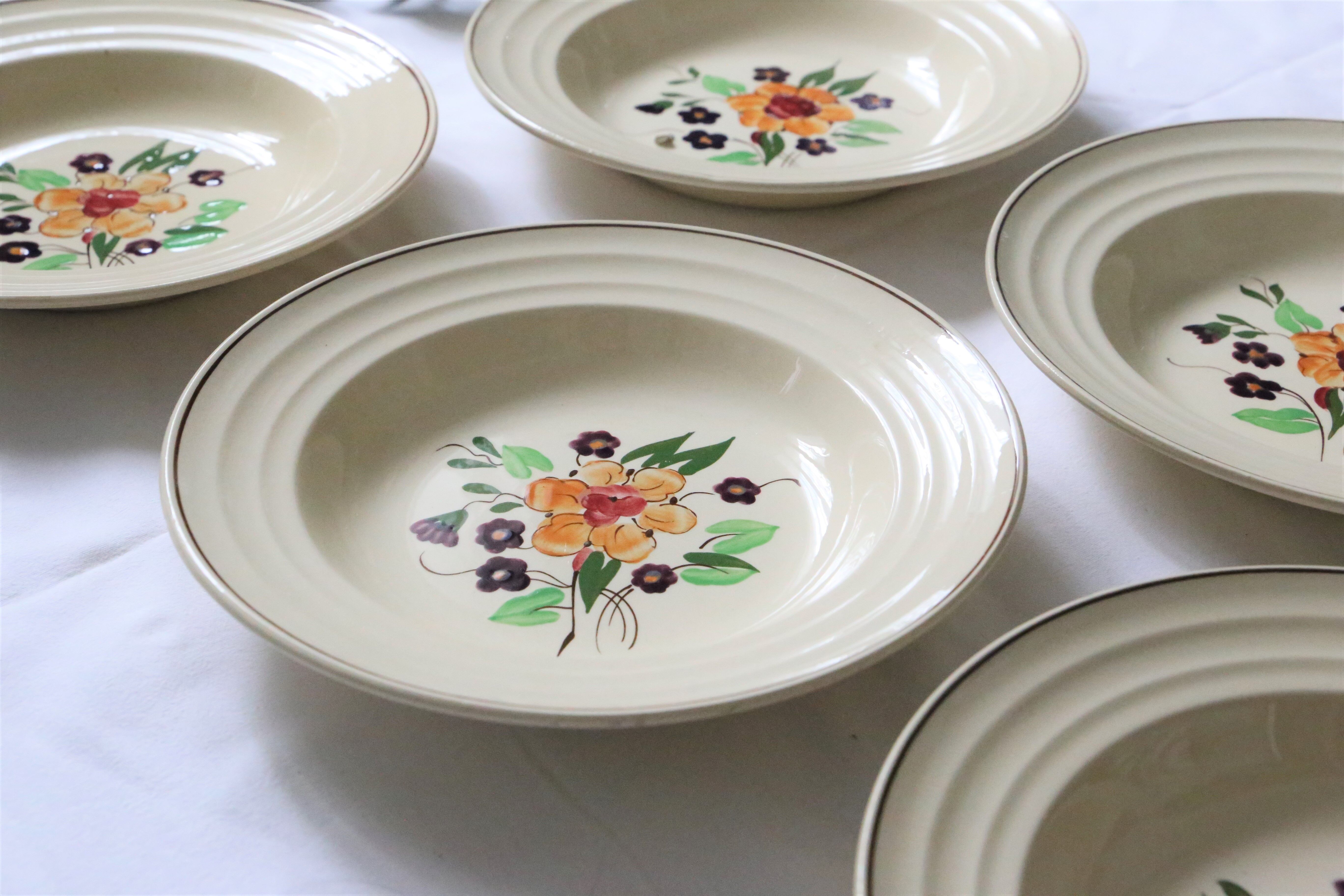 Set of 5 hollow plates Boch La Louvière, vintage