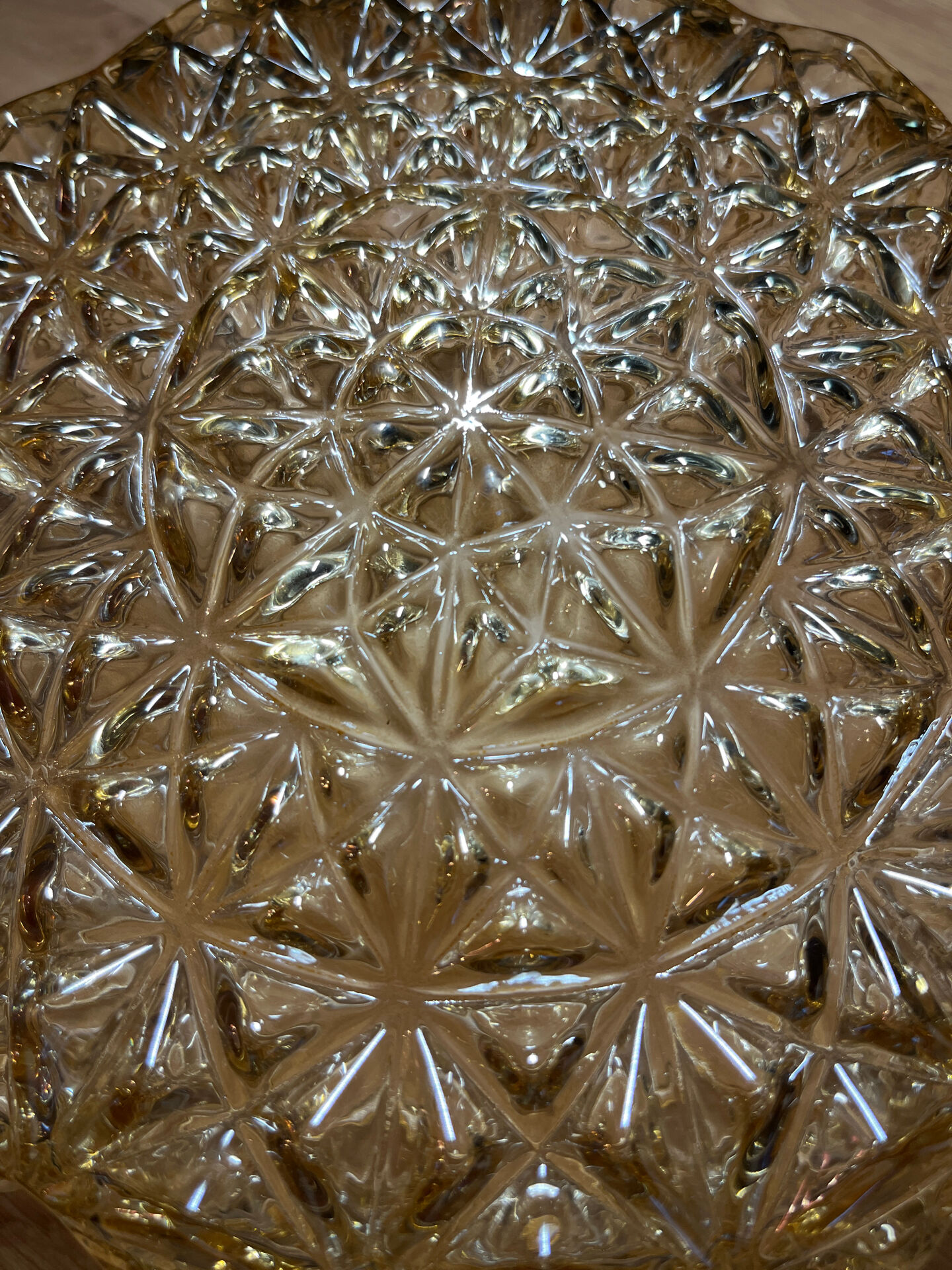 Pair of amber pressed glass ceiling globes Vianne – 1960s