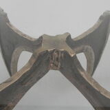 Bronze Brutalist coffee table with glass top