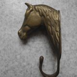 ancien patère laiton tête cheval déco vintage brass coat hook horse